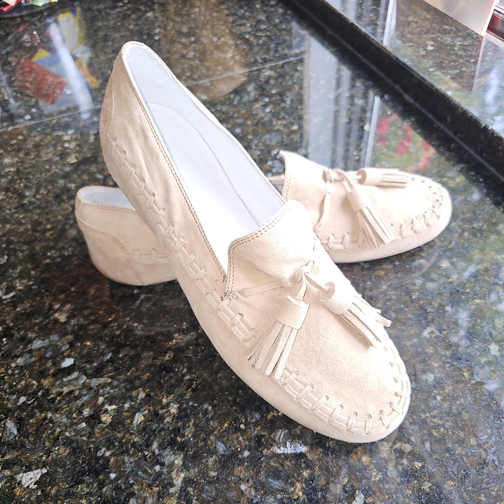 Candice Cooper Moc/Loafer with Stitching Detail and Tassel -Beige Sz EU41/US10.5